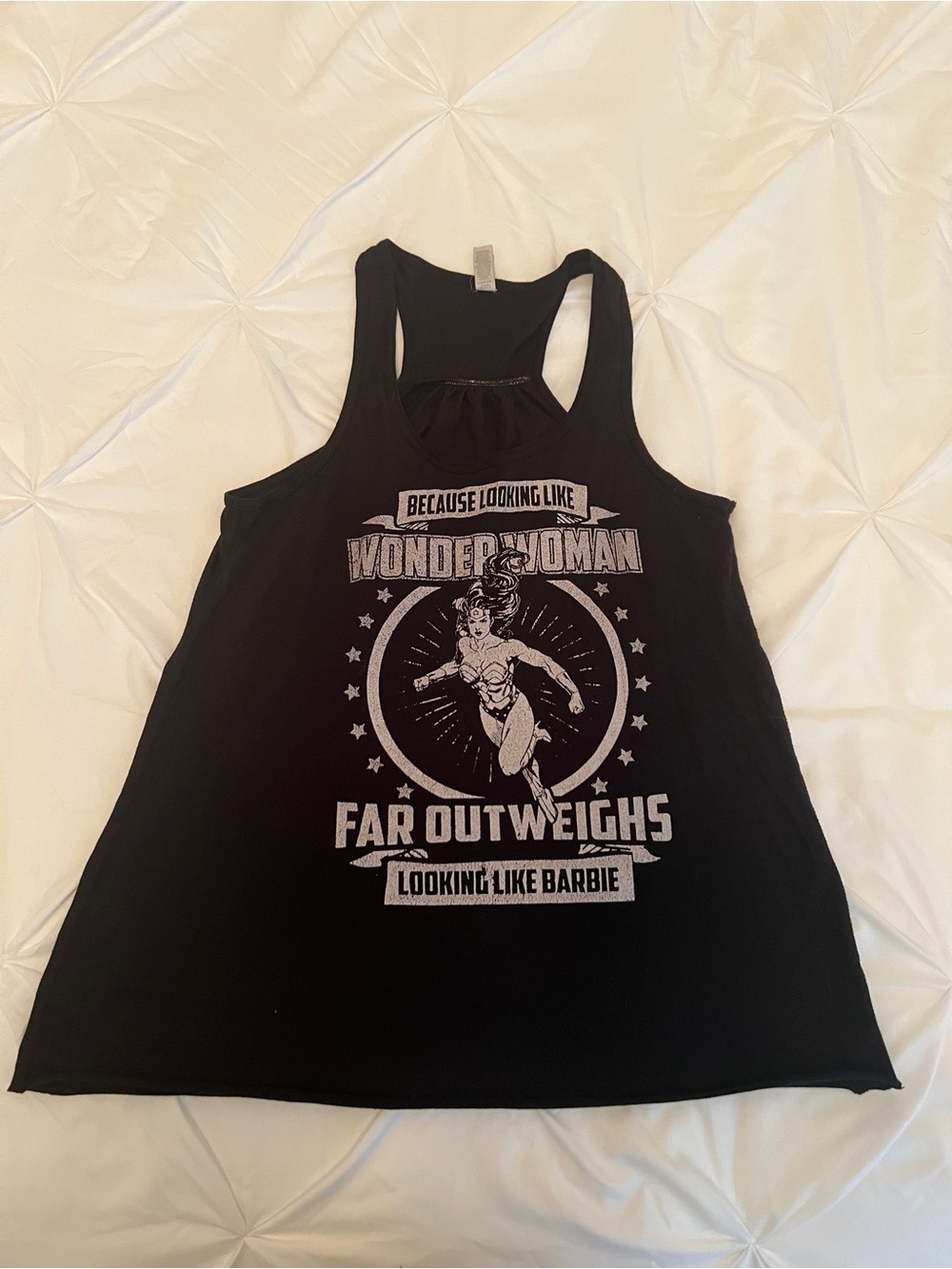 Women’s Black Wonder Woman Graphic Racerback Tank Top Large